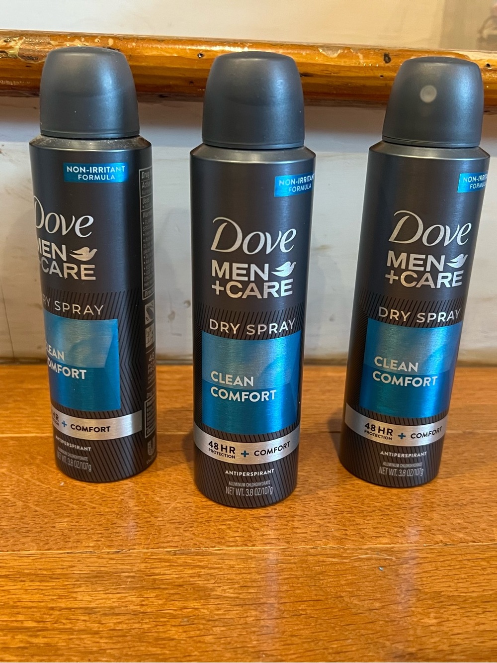 Dove Men + Care Dry Spray Antiperspirant, Clean Comfort 3.8 oz Pack of 3 - Used